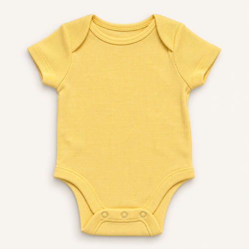 Body Old Navy amarillo de manga corta talla 0-3M, vista frontal