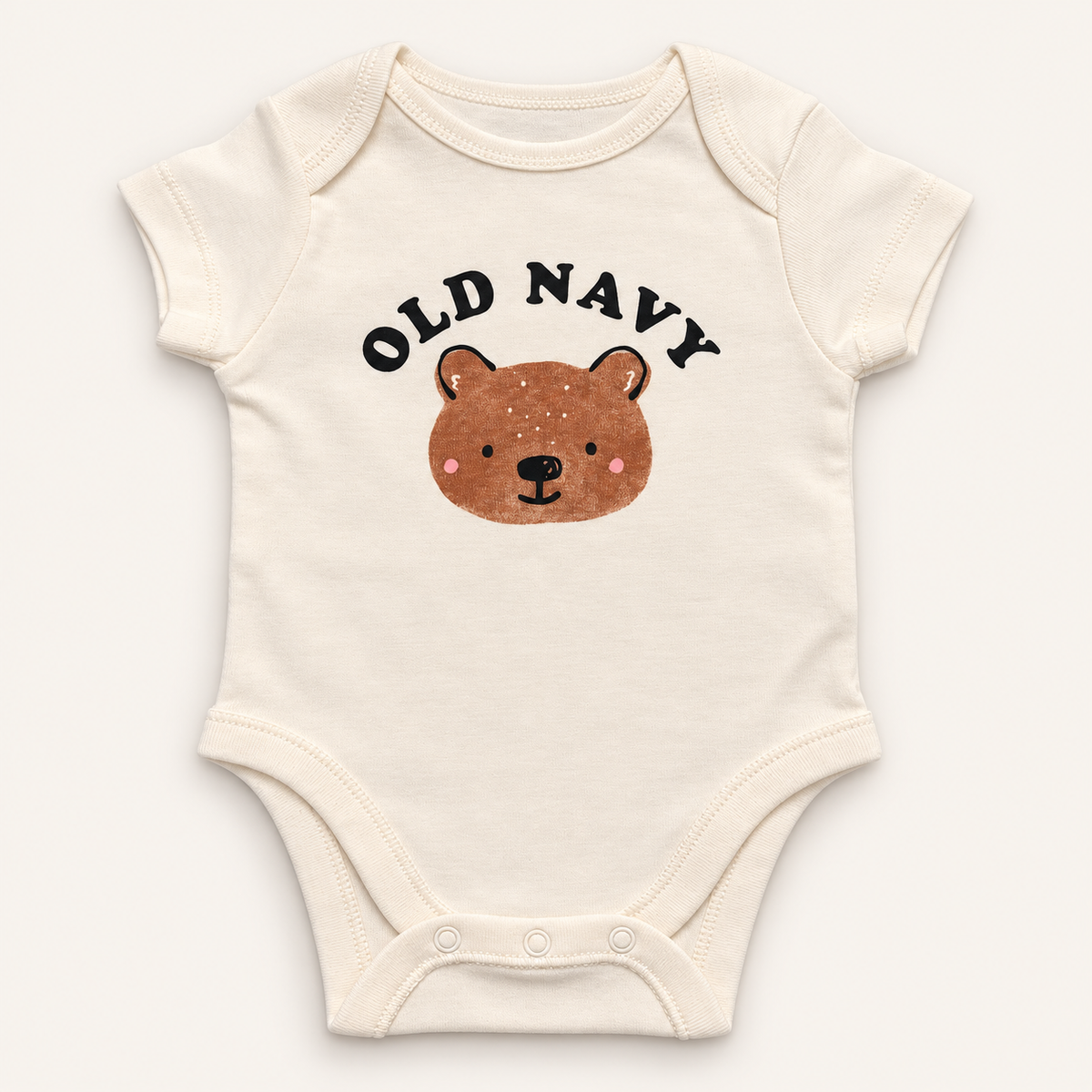 Body Old Navy blanco de manga corta talla 0-3M con osito