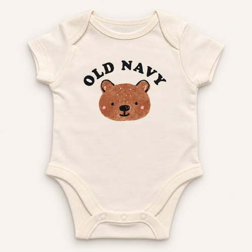 Body Old Navy blanco de manga corta talla 0-3M con osito